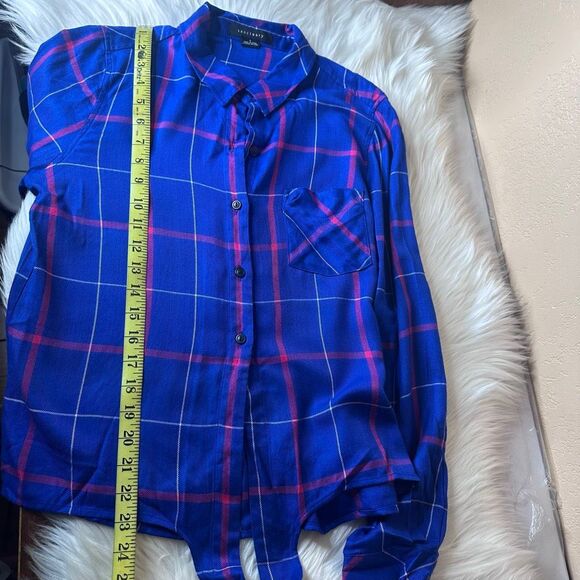 Sanctuary Haley Tie Front Button Down Flannel Shirt Size Small - Picture 10 of 13